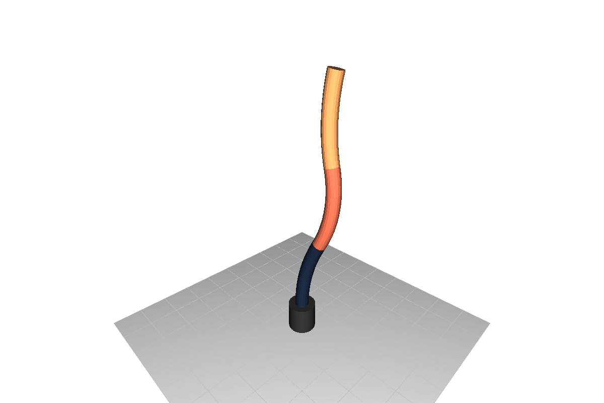 Spatial continuum robot rendered with Open3D