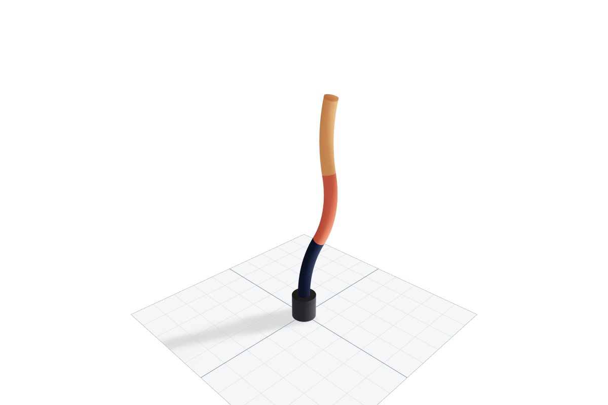 Spatial continuum robot rendered in the Viser browser viewport