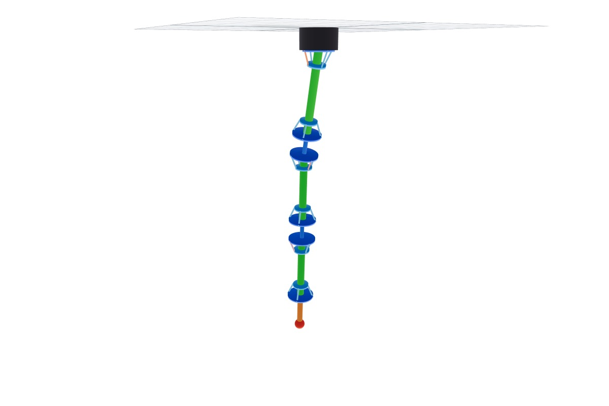 UMArm articulated robot and McKibben actuators rendered in Viser